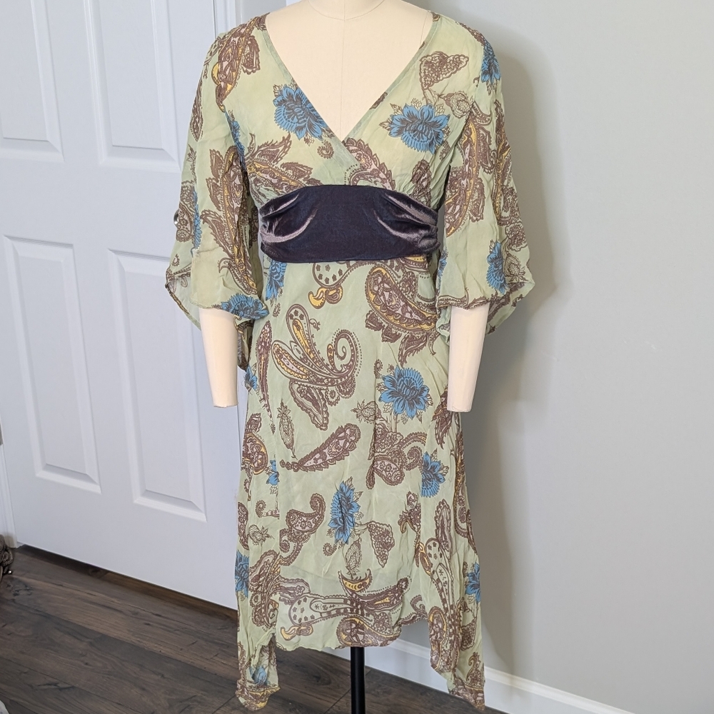 Frenzi‎ Asymmetrical Paisley Fairycore Y2K Dress Light Green Size 4/6
